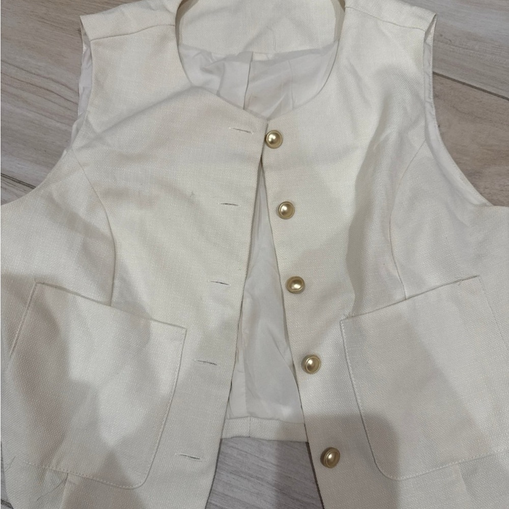 Elegant Cream Vest with Gold Buttons